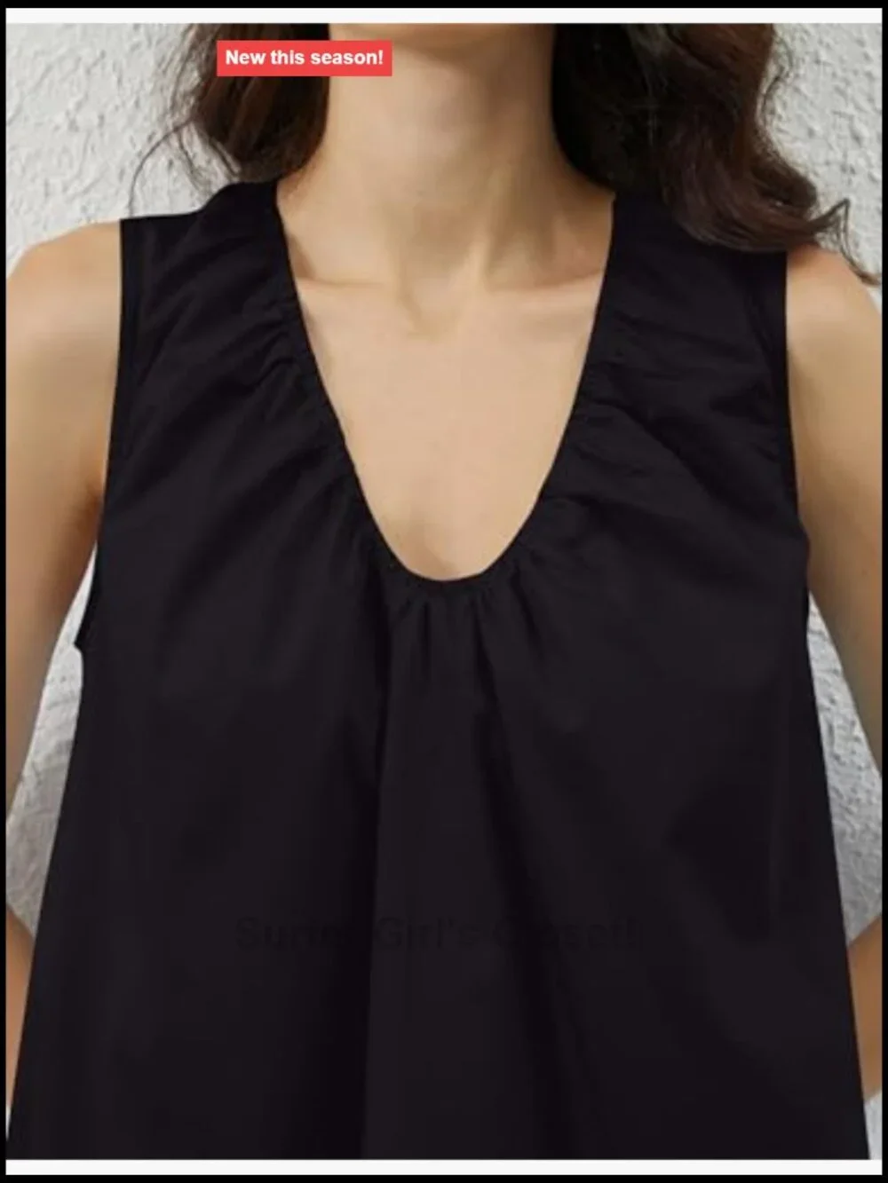 Sleeveless Babydoll Tank Mini Dress Scoop Neck Ruched Bubble Dress with Pockets